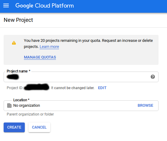 New GCP project