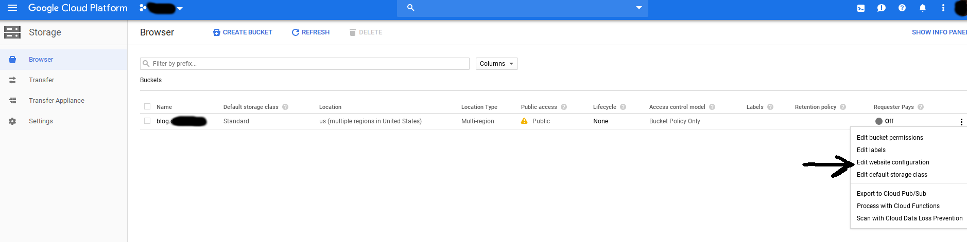 select edit website configuration